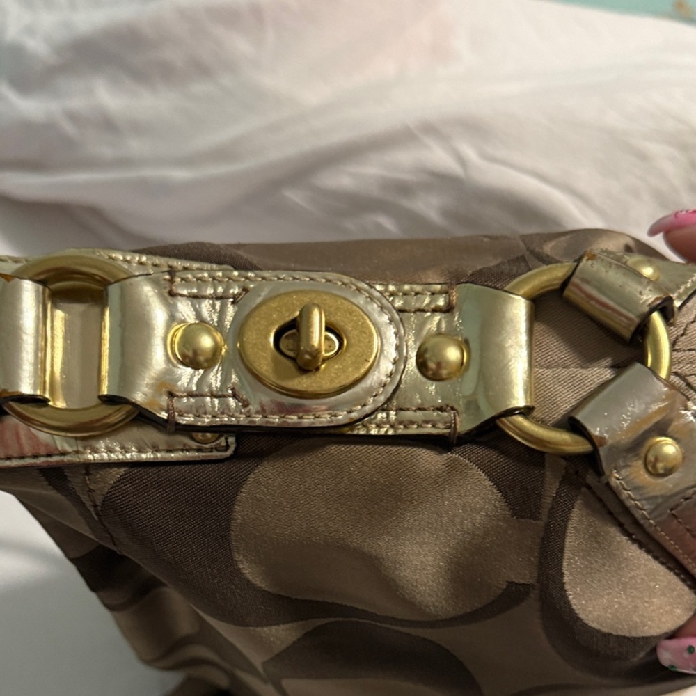 Coach Monogram 2008 Brown and Gold Bag shoulder bag! Gorgeous Accents. 💕 - Picture 14 of 14